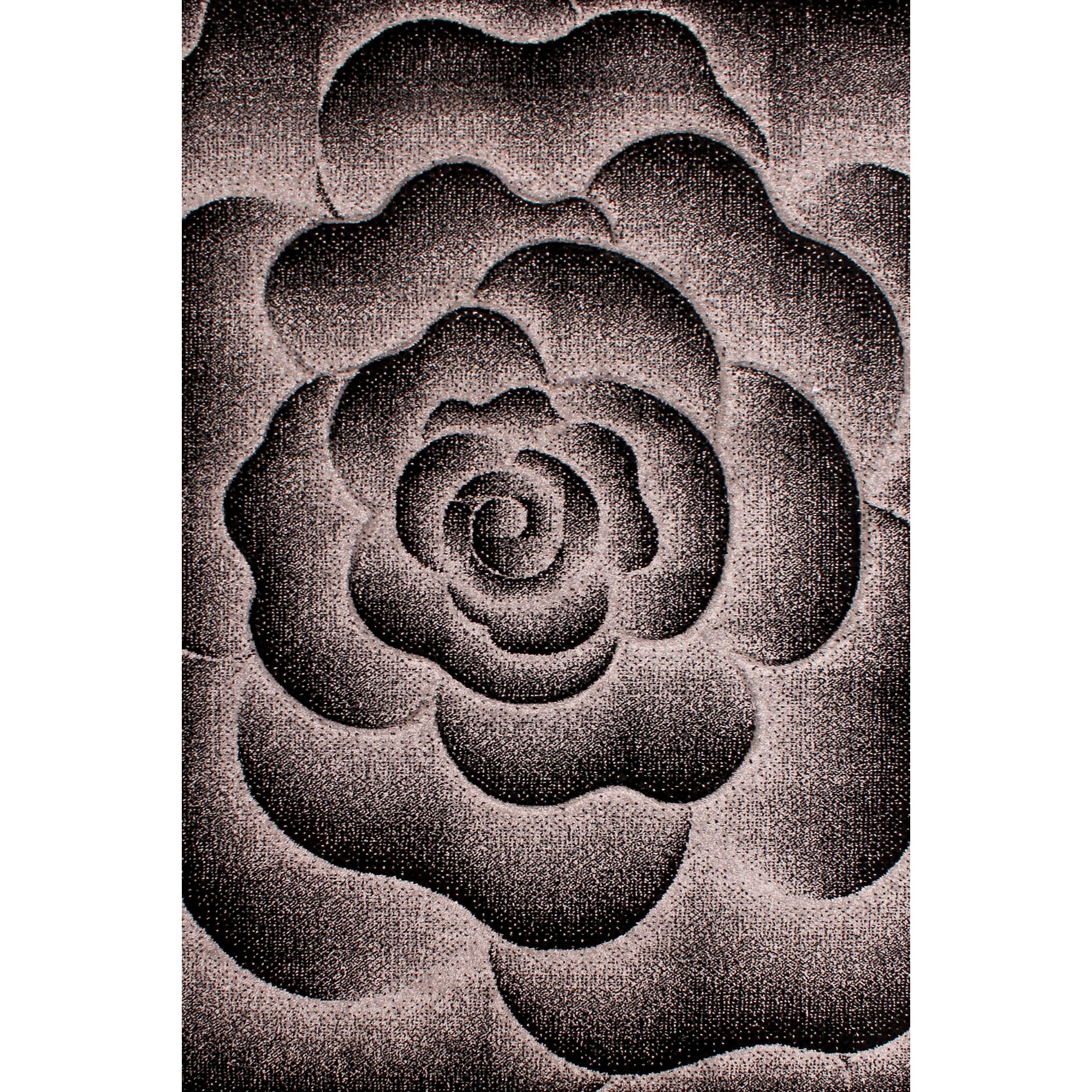 Sculptured Flower Rugs In Grey